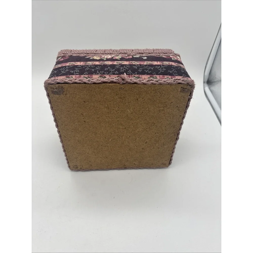 Floral Wicker Sewing Basket Box Vintage Granny Chic Pin Cushion Box